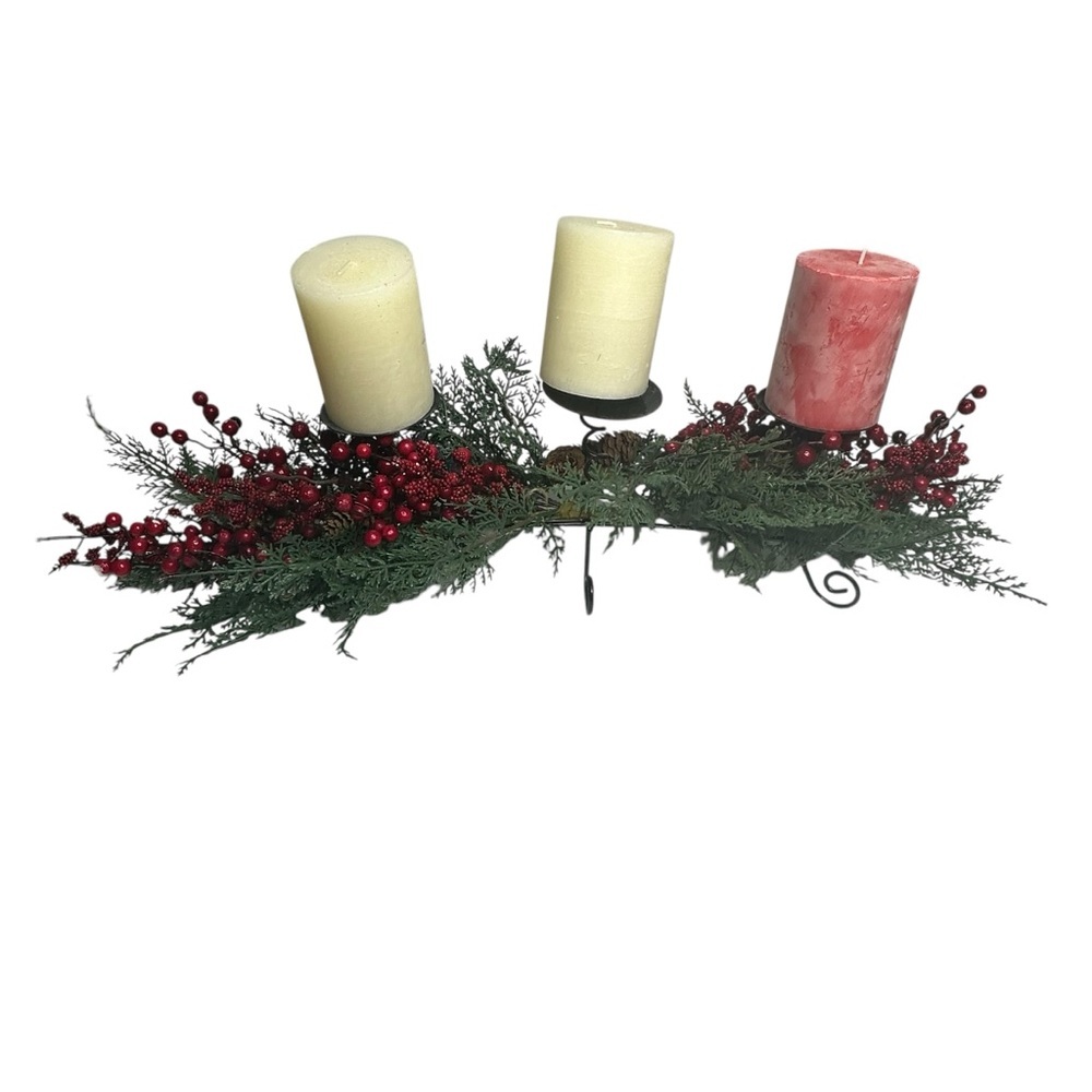 Holiday Tabletop/Counter Candle Faux Centetpiece